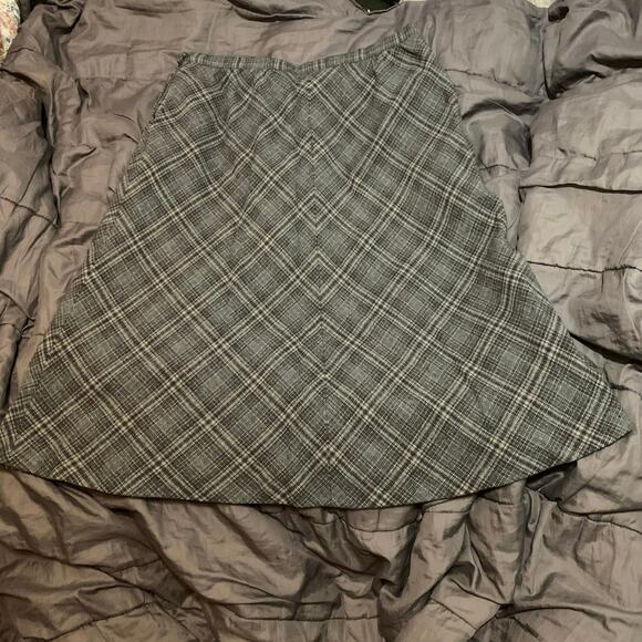 Vintage 1970s Pendleton Virgin Wool Midi Skirt Gray Diamond Plaid Sz 16 - Picture 2 of 12